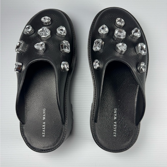 Azalea Wang Hain Black Rhinestone Platform Slides Size 7 NIB - Picture 3 of 6